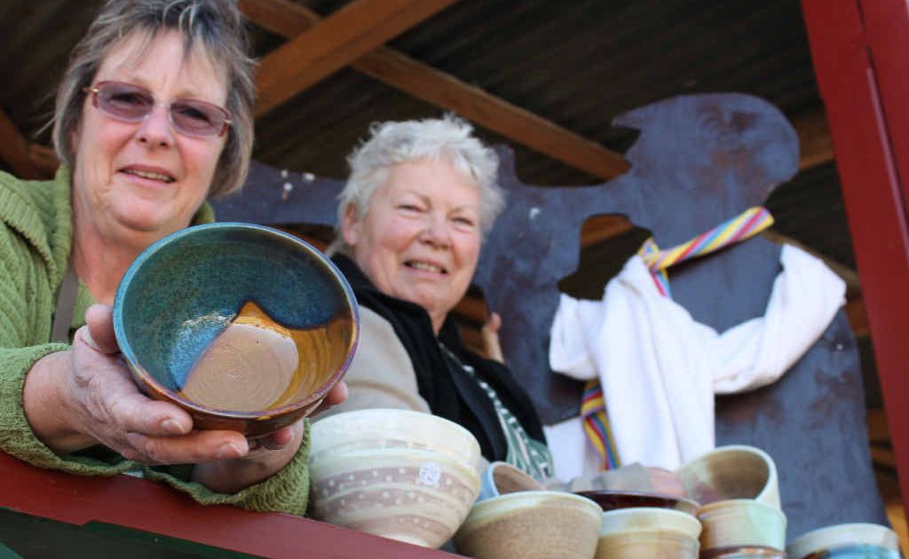 Warwick Potters’ Association has made 200 bowls for the soup night during the Jumpers and Jazz in July Festival. Wendy Beaver and Raye Batham show off some of the designs. Warwick Potters’ Association has made 200 bowls for the soup night during the Jumpers and Jazz in July Festival. Wendy Beaver and Raye Batham show off some of the designs.